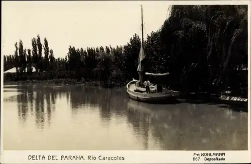 Ak Argentinien, Delta de Parana, Rio Caracoles, Boot