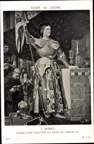 Künstler Ak Ingres, J., Jeanne d'Arc assistant au Sacre de Charles VII, Johanna von Orleans