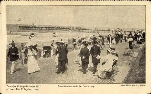 Ak Norderney in Ostfriesland, Strandpromenade, Deutscher Mädchenkalender 1917, Das Kränzchen