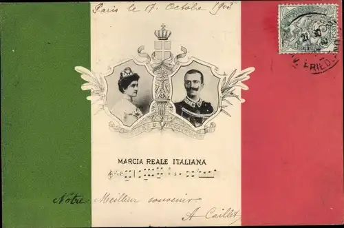 Wappen Ak Italienischer Adel, Helene und Victor Emmanuel III