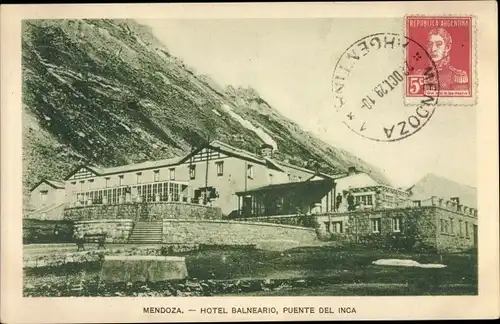 Ak Mendoza Argentinien, Hotel Balneario, Puente del Inca
