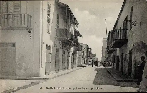 Ak Saint Louis Senegal, La rue principale
