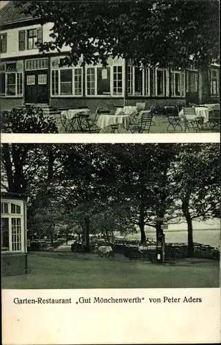 Ak Düsseldorf am Rhein, Garten Restaurant Gut Mönchenwerth von Peter Aders, Außenansicht