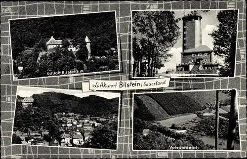 Ak Bilstein Lennestadt im Sauerland, Schloss, Hohe Bracht, Veischedetal, Panorama