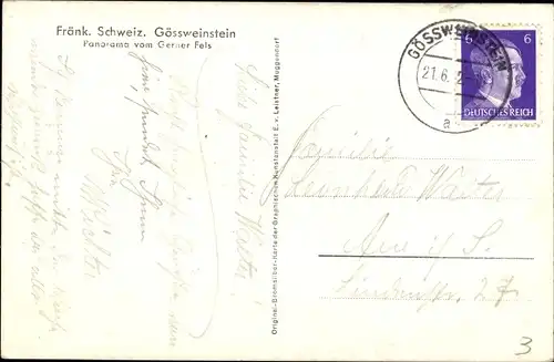 Ak Gößweinstein in Oberfranken, Panorama vom Gerner Fels