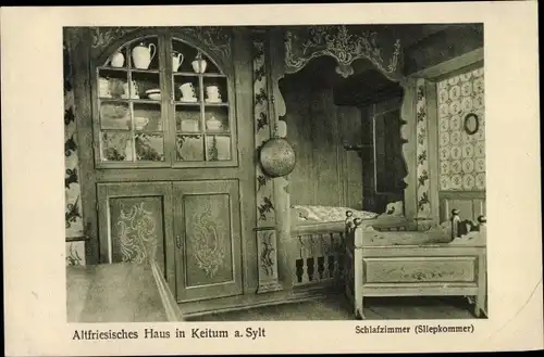 Ak Keitum auf Sylt, Altfriesisches Haus, Schlafzimmer