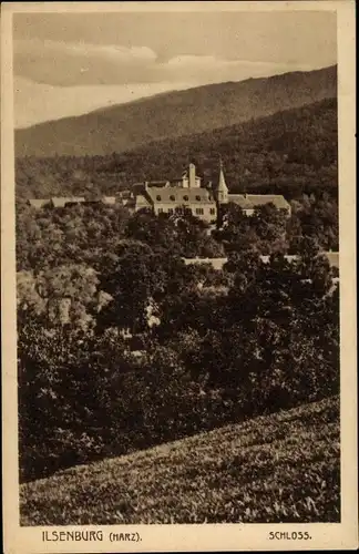 Ak Ilsenburg am Nordharz, Fernblick zum Schloss