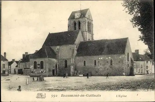 Ak Beaumont-Gatinais Seine et Marne, L'Eglise