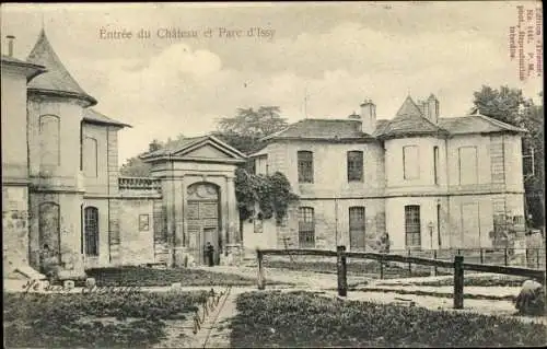 Ak Issy les Moulineaux Hauts de Seine, Entrée du Château et Parc