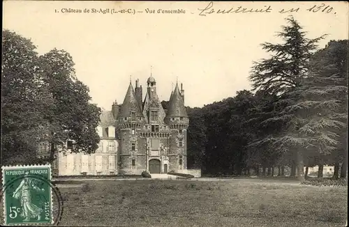 Ak Saint Agil Loir et Cher, Vue d´ensemble