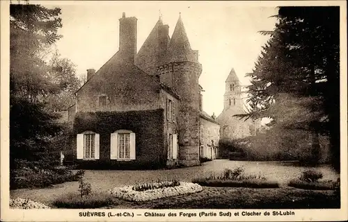 Ak Suèvres Loir-et-Cher, Château des Forges et Clocher de St-Lubin