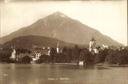 Ak Spiez am Thuner See Kanton Bern, Niesen