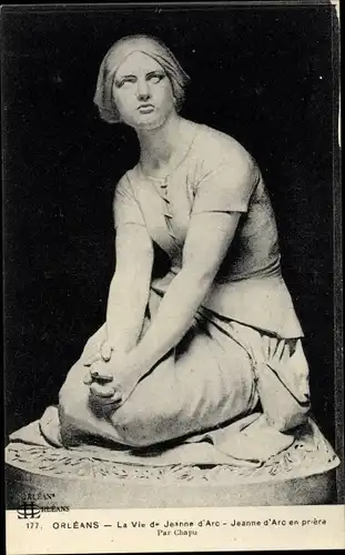 Ak Jeanne d'Arc en priere, Plastik von Chapu