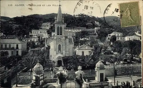 Ak Algier Alger Algerien, L'Eglise et les Villas