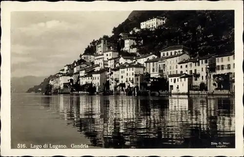 Ak Gandria Lago di Lugano Tessin Schweiz, Teilansicht der Stadt vom Wasser aus gesehen