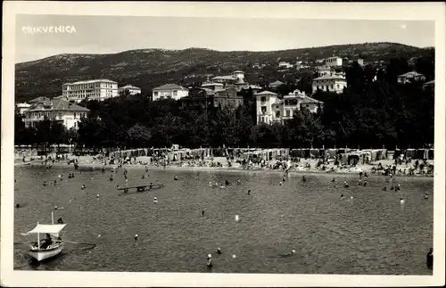 Foto Ak Crikvenica Kroatien, Villa Lisetta, Strand, Teilansicht