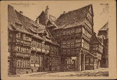 Künstler Ak v. Duisburg, Hildesheim in Niedersachsen, Pfeilerhaus