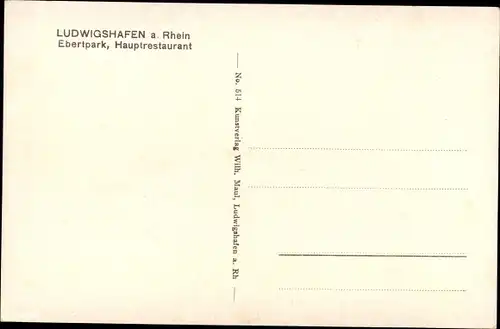 Ak Ludwigshafen am Rhein, Ebertpark, Hauptrestaurant