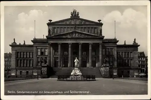 Ak Berlin Mitte, Gendarmenmarkt, Schauspielhaus, Schillerdenkmal