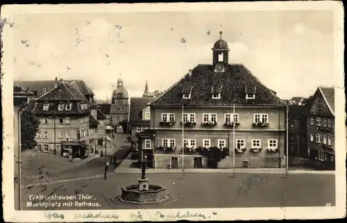 Ak Waltershausen in Thüringen, Marktplatz, Rathaus