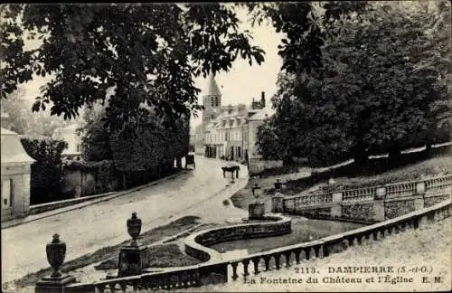 Ak Dampierre Yvelines, Fontaîne du Château de l´Église