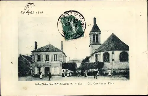 Ak Dammartin-en-Serve Yvelines, Église et la Plce