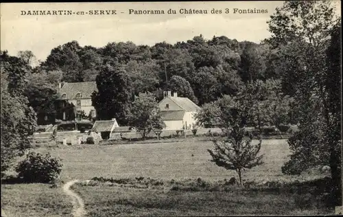 Ak Dammartin-en-Serve Yvelines, Panorama du Château des 3 Fontaînes