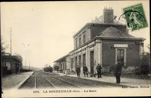 Ak La Bonneville Eure, La Gare