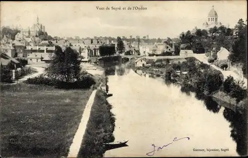 Ak Segré Maine et Loire, Vues de Segre et de l'Oudon