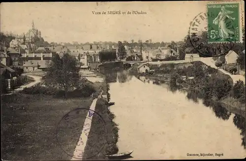 Ak Segré Maine et Loire, Vues de Segre et de l'Oudon