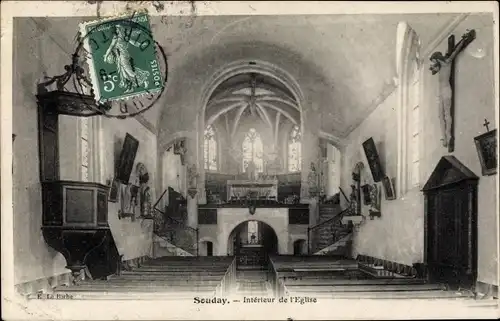 Ak Souday Loir et Cher, L'Eglise, Interieur