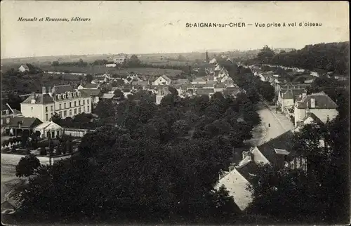 Ak Saint Aignan Loir et Cher, Vue prise a vol d'oisseau