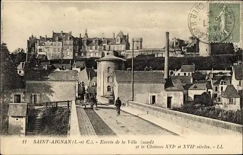 Ak Saint Aignan Loir et Cher, Entree de la Ville, Chateau XVIe et XVIIe siecles