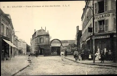 Ak Saint Gratien Val d’OisePlace d´Armes et Rue des Écoles