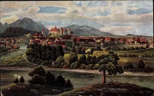 Künstler Ak Marschall, V., Füssen im Ostallgäu, Panorama