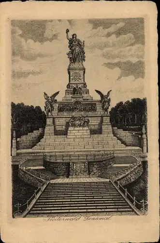 Künstler Ak Rüdesheim am Rhein in Hessen, Niederwalddenkmal