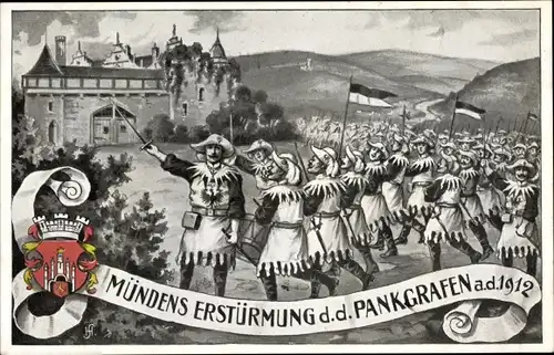 Wappen Künstler Ak Hann Münden in Niedersachsen, Erstürmung durch den Pankgrafen 1912