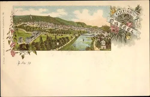 Vorläufer Litho Kassel in Hessen, Totalansicht der Stadt, 1894