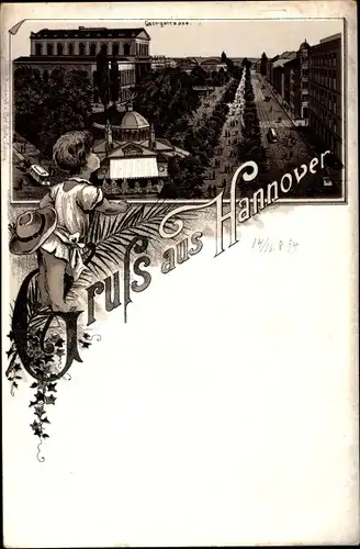 Vorläufer Litho Hannover in Niedersachsen, Georgstraße, Café Kröpke, 1894