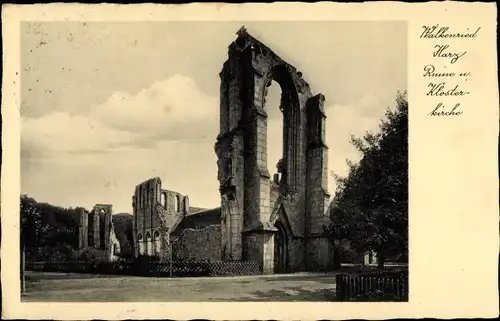 Ak Walkenried am Harz, Ruine und Klosterkirche