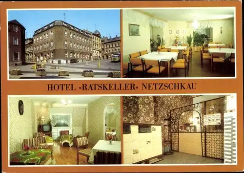 Ak Netzschkau im Vogtland, Hotel Ratskeller, Innenansicht, Fernseher