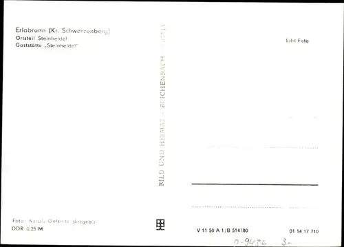 Ak Steinheidel Erlabrunn Breitenbrunn im Erzgebirge, Gaststätte Steinheidel