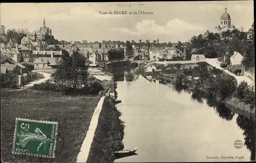 Ak Segré Maine et Loire, Vues de Segre et de l'Oudon