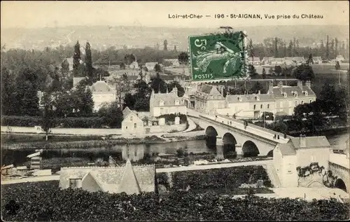 Ak Saint Aignan Loir et Cher, Vue prise du Chateau
