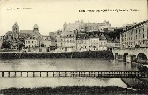Ak Saint Aignan Loir et Cher, L'Eglise, Le Chateau