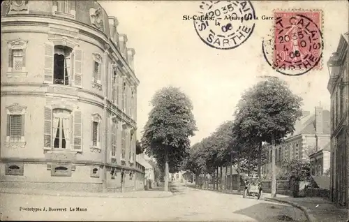 Ak Saint Calais Sarthe, Avenue de la Gare
