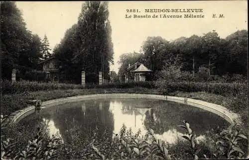 Ak Bellevue Meudon Hauts de Seine, Bassin et Avenue Mélanie