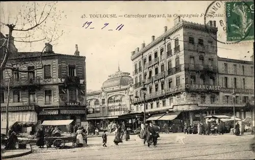 Ak Toulouse Haute Garonne, Carrefour Bayard, Straßenpartie