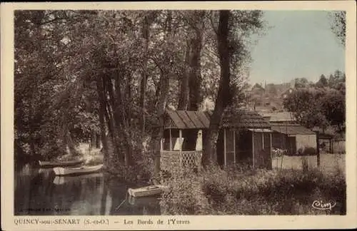 Ak Quincy sous Sénart Essonne, Les Bords de l'Yerres