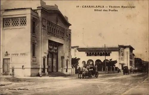 Ak Casablanca Marokko, Théatre Municipal, Hôtel des Postes